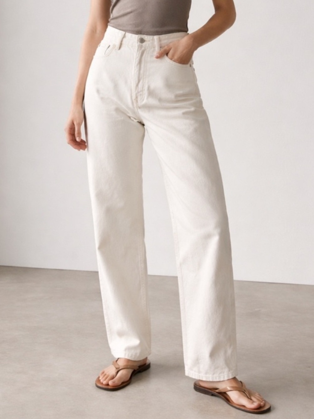 AGOLDE Cream High Rise Tapered Jeans Sz 31 100% Cotton Rigid Denim 51621